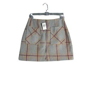HYFVE Multicolored Plaid Zipper Front Mini Skirt Front Pockets Size Medium